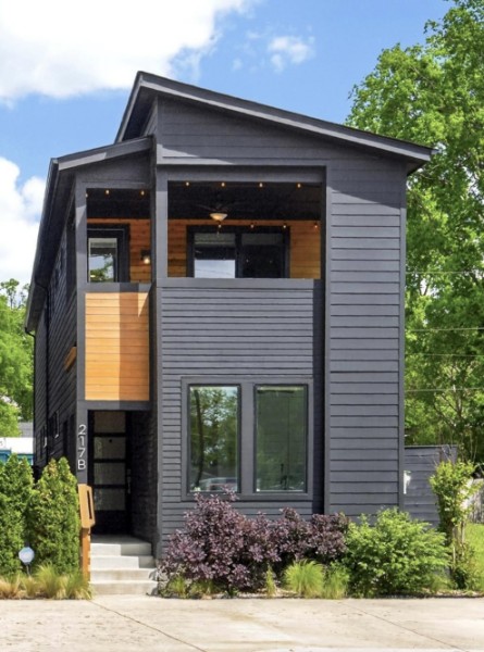 Modern two-story charcoal and cedar home at 217 Eastmoreland St #B